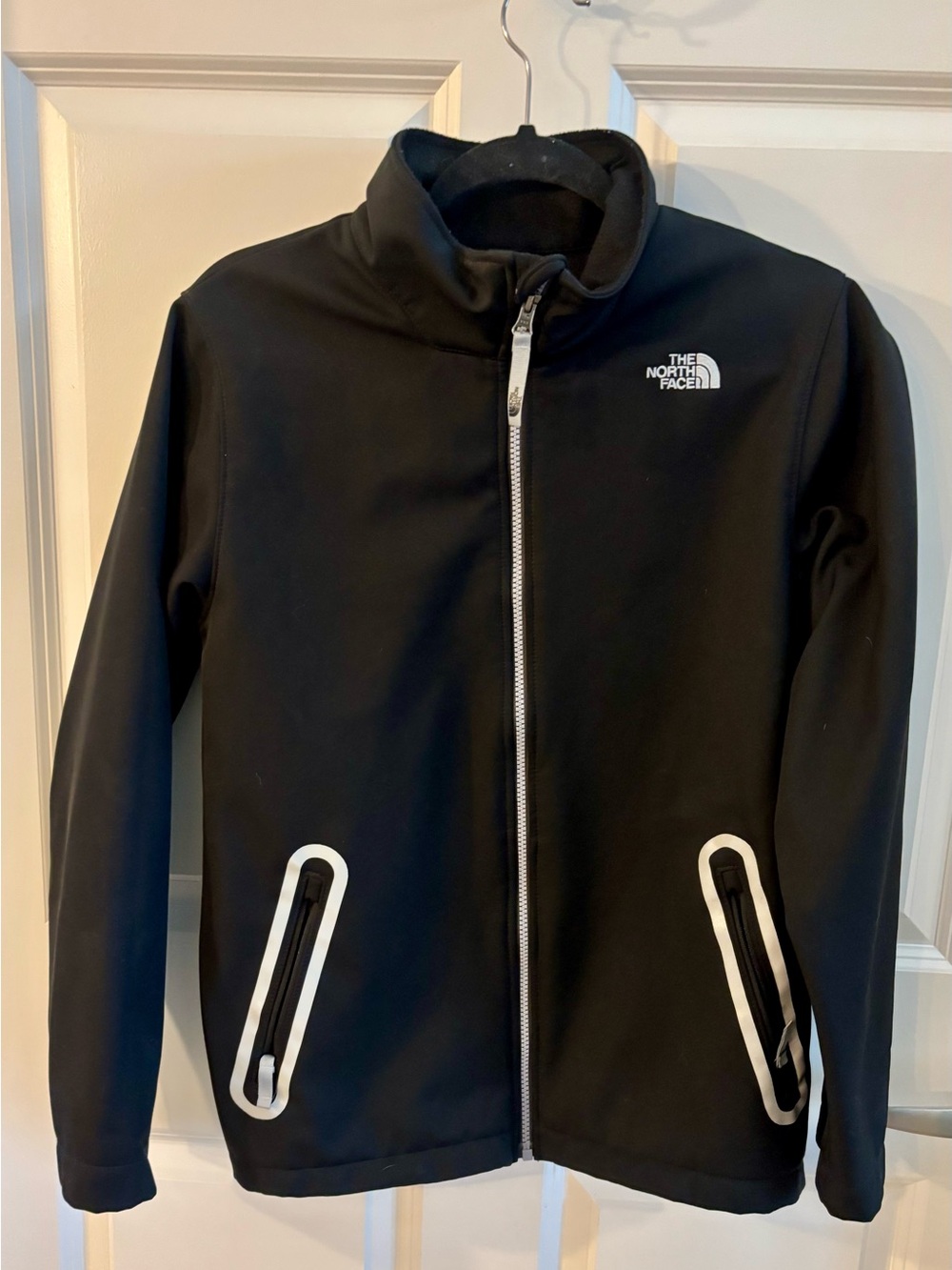 The North Face Black Lightweight Jacket with White Zip & Pocket Trim